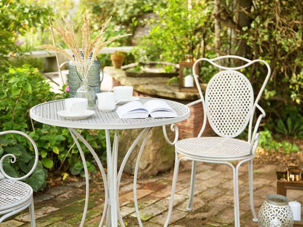 Bistrosett Grå Metall 2-seter Balkong Terrasse Hage Romantisk