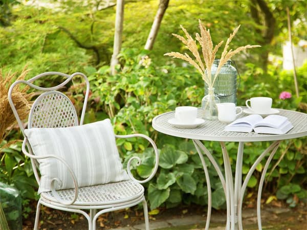 Bistrosett Grå Metall 2-seter Balkong Terrasse Hage Romantisk