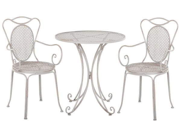 Bistrosett Grå Metall 2-seter Balkong Terrasse Hage Romantisk