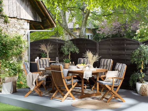 Hagemøbelsett Blå med flammet granitt 220 x 100 cm 8-seter Hage Utendørs Terrasse