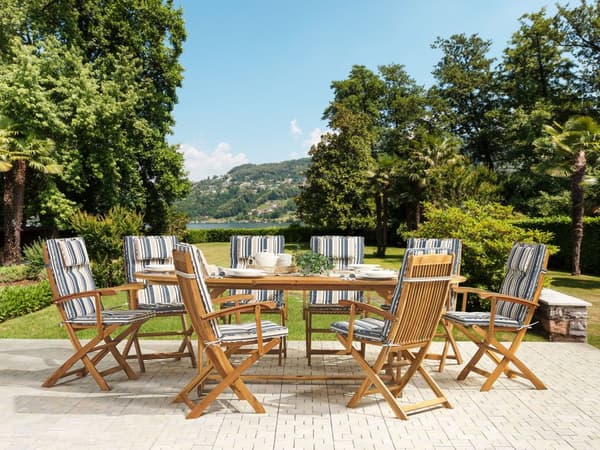 Hagemøbelsett Blå med flammet granitt 220 x 100 cm 8-seter Hage Utendørs Terrasse