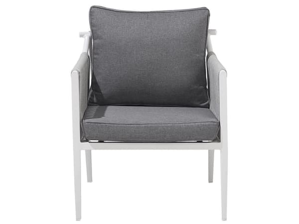 Hagesofasett i 4 deler Hvit Aluminium Grå puter 4-seters bord Sofa 2 stoler