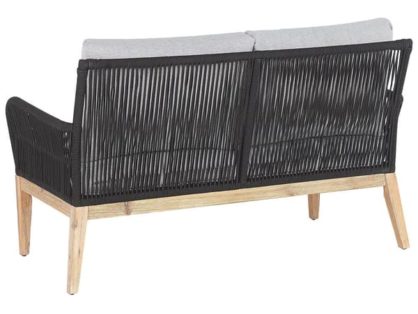 Loungesett Grå Akasietre 4 sitteplasser 2-seters sofa Lenestoler Sofabord Sitteputer Hagemøbler Sittegruppe