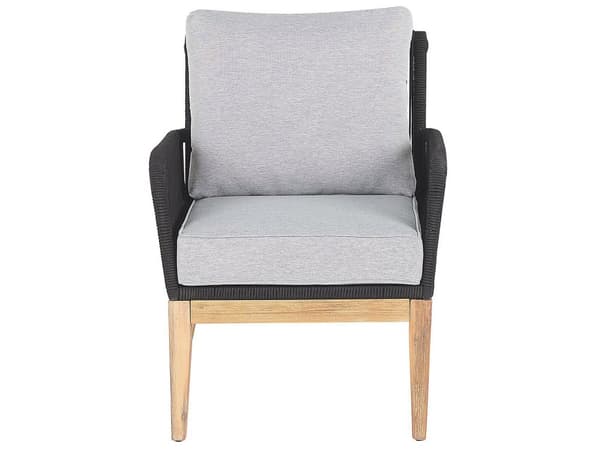 Loungesett Grå Akasietre 4 sitteplasser 2-seters sofa Lenestoler Sofabord Sitteputer Hagemøbler Sittegruppe