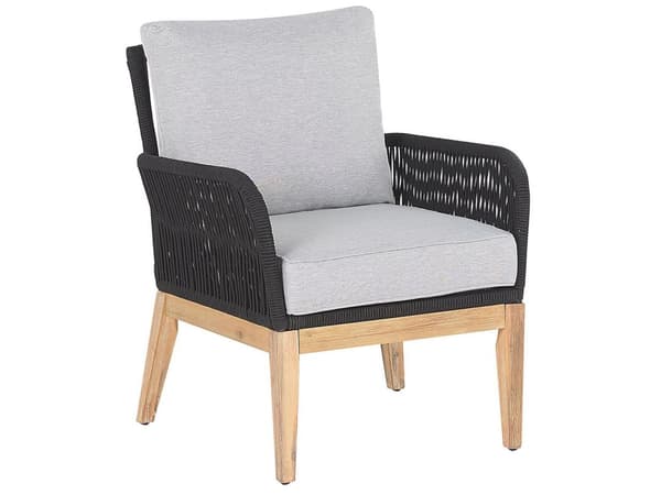 Loungesett Grå Akasietre 4 sitteplasser 2-seters sofa Lenestoler Sofabord Sitteputer Hagemøbler Sittegruppe