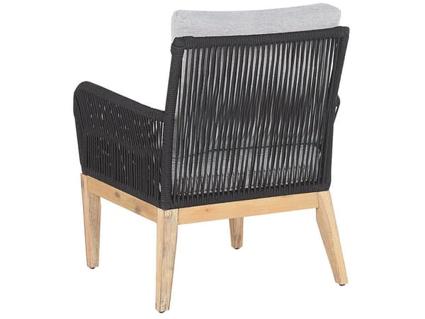 Loungesett Grå Akasietre 4 sitteplasser 2-seters sofa Lenestoler Sofabord Sitteputer Hagemøbler Sittegruppe