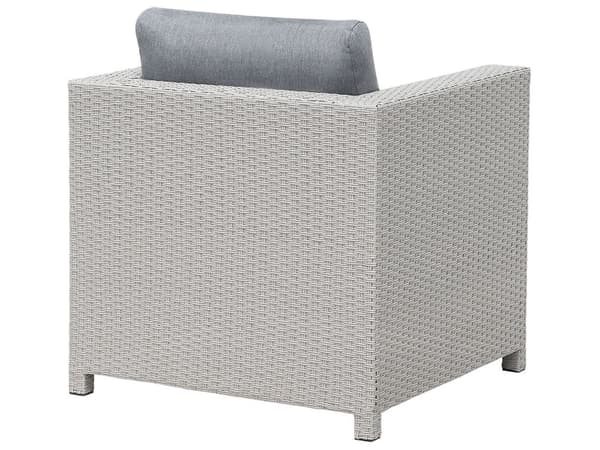5 delt hagesofasett beige med grå puter 4 personer Loveseat lenestoler salongbord ottomansk vinterhage uteplass