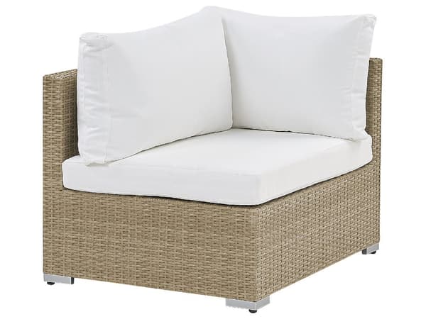 Hagesalong med brune, hvite puter PE-rotting for 2 personer 3-delt utesett med sidebord