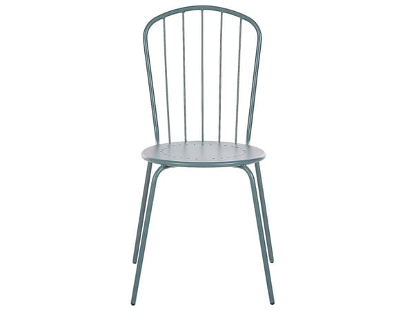 Utendørs spisegruppe lyseblå 4-seters metall 160 x 90 cm bord med parasollhull