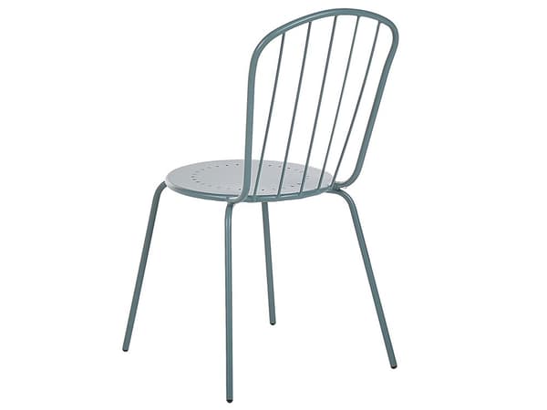 Utendørs spisegruppe lyseblå 4-seters metall 160 x 90 cm bord med parasollhull