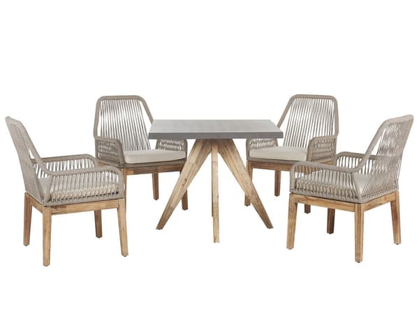 4-Seter Hage Firkantet Spisebord Møbelsett Hvit Beige Stoler Moderne Design