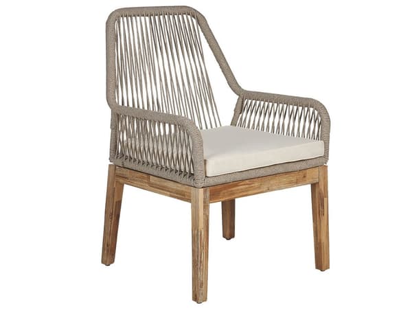 4-Seter Hage Rundt Spisebord Møbelsett Hvit Beige Stoler Moderne Design