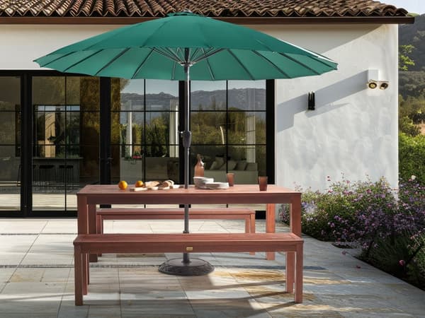 Hagemøbelsett Naturlig Eukalyptustre Rektangulært Bord 180x100 cm med 2 Benker Rustikk Terrasse Utendørs Innendørs Hageutstyr