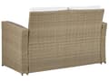 Miniatyrbilde 7 av 11: Sittegruppe Lysebrun Kunstrotting 2-seters sofa 2 lenestoler 1 sofabord Beige sitteputer Loungesett Hagemøbler Utendørs