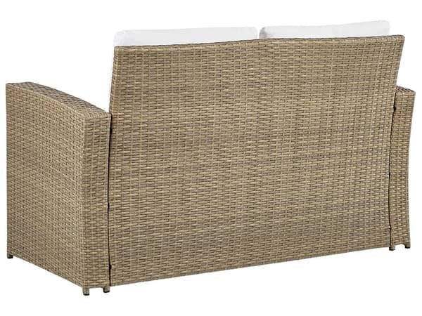 Sittegruppe Lysebrun Kunstrotting 2-seters sofa 2 lenestoler 1 sofabord Beige sitteputer Loungesett Hagemøbler Utendørs