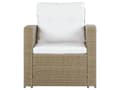 Miniatyrbilde 9 av 11: Sittegruppe Lysebrun Kunstrotting 2-seters sofa 2 lenestoler 1 sofabord Beige sitteputer Loungesett Hagemøbler Utendørs