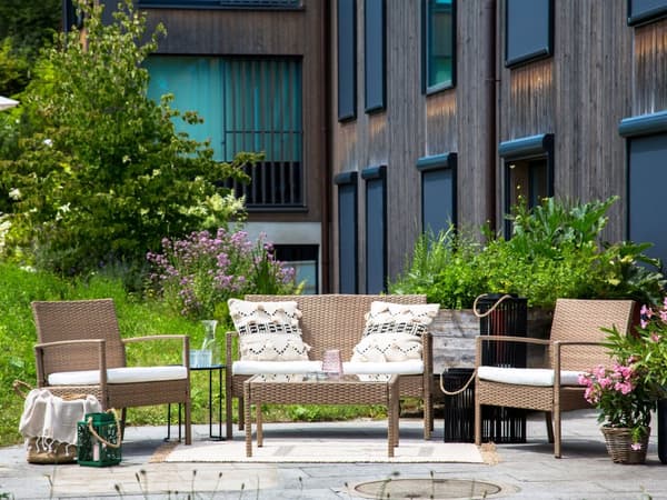 Loungesett rotting brun 4-seters moderne