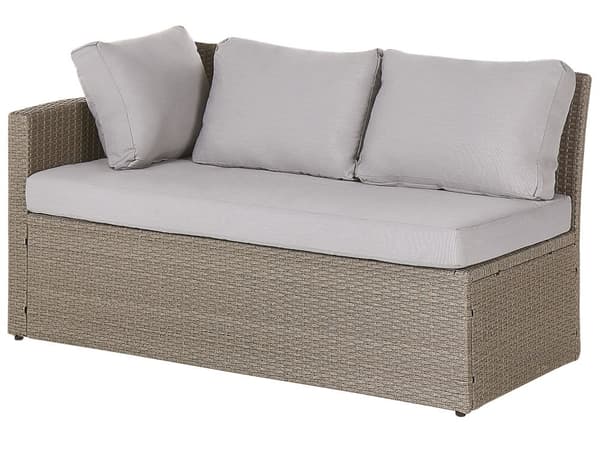 Hagesett Taupe Grå Kunstrotting 5-seters hjørnesofa 2 puffer 1 bord UV-bestandige sitteputer med avtakbare trekk Hagemøbler Loungegruppe