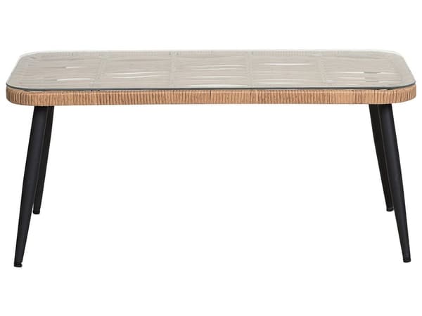 Loungesett Beige Kunstig rotting Stål 2-seter sofa 2 lenestoler 1 sofabord Puter Hage Terrasse Utendørs Hagemøbler