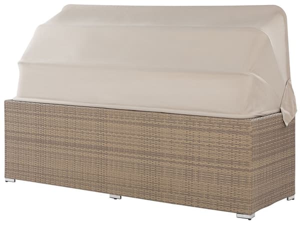 Utendørs loungesett Beige Lysebrun PE Rotting Sofa med baldakin Fotskammel Stoler Puter Moderne Hage Terrasse