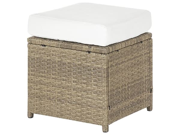Hagemøbelsett Brun/Hvit PE Rotting Taupe 5-seters Sofa Rektangulært Bord 2 Hagestoler 2 Krakker Utendørs