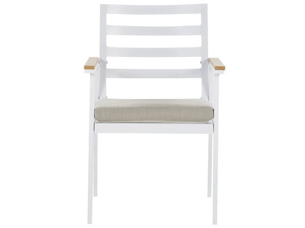 Møbelgruppe Hvit Aluminium 105 cm 4-Seter Rundt bord Spaltestoler med beige sitteunderlag
