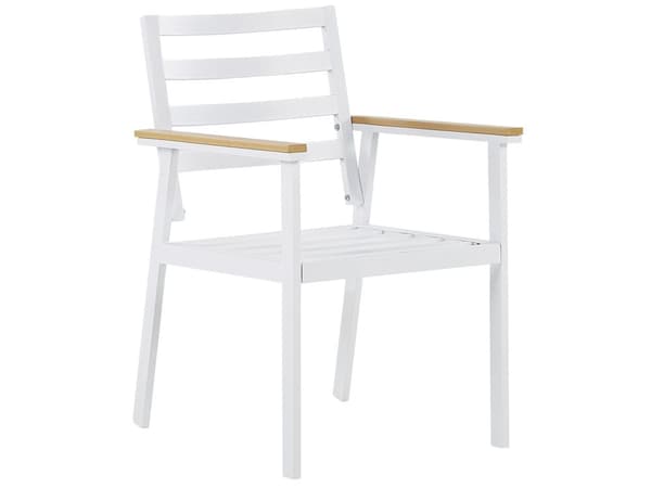 Møbelgruppe Hvit Aluminium 105 cm 4-Seter Rundt bord Spaltestoler med beige sitteunderlag