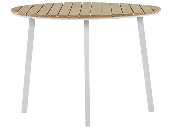 Møbelgruppe Hvit Aluminium 105 cm 4-Seter Rundt bord Spaltestoler med beige sitteunderlag