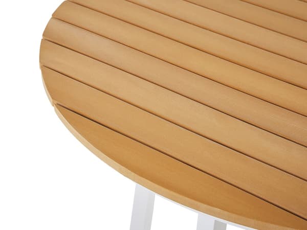 Møbelgruppe Hvit Aluminium 105 cm 4-Seter Rundt bord Spaltestoler med beige sitteunderlag