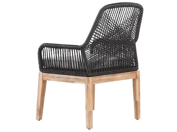 Utendørs spisegruppe Grå Svart Bord i betong 6 flettede stoler Sitteputer Moderne design Hagemøbler