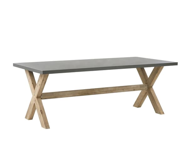 Utendørs spisegruppe Grå Svart Bord i betong 6 flettede stoler Sitteputer Moderne design Hagemøbler