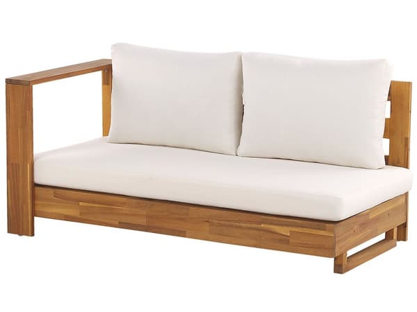 Loungesæt Hvid Lys Akacietræ 5 Personers Havesofa Hjørne med Vandtætte Hynder Integreret Sidebord Vedligeholdelsesfri Terrasse Have Indretning