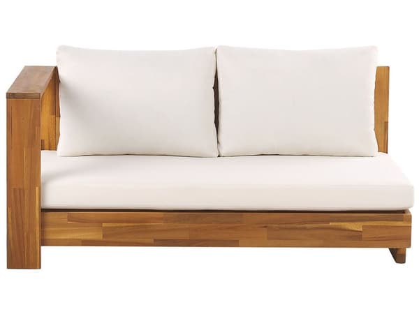 Loungesæt Hvid Lys Akacietræ 5 Personers Havesofa Hjørne med Vandtætte Hynder Integreret Sidebord Vedligeholdelsesfri Terrasse Have Indretning
