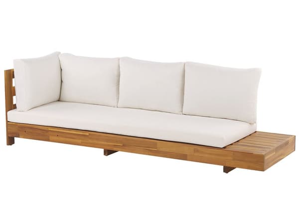 Loungesæt Hvid Lys Akacietræ 5 Personers Havesofa Hjørne med Vandtætte Hynder Integreret Sidebord Vedligeholdelsesfri Terrasse Have Indretning