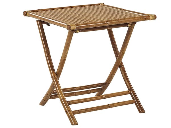 Bistrosett av bambus Naturlig tre Beige stoffsete 2 sammenleggbare direktørstoler og sidebord