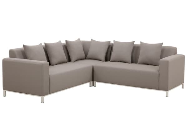 Loungesæt Beige Hvid Polyester Aluminium 5 Personers Udendørs Designsofa med Sofabord til Terrasse Havesofa med Hynder Puder Vandtæt