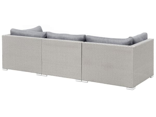 2 Delar Trädgård Loungegrupp Grå med Kuddar 5-sits Soffa Soffbord Högervänd