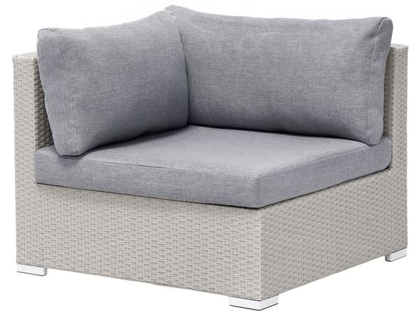 2 Delar Trädgård Loungegrupp Grå med Kuddar 5-sits Soffa Soffbord Högervänd
