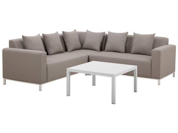 Utomhus Loungegrupp Soffa Höger Beige Aluminium Ram med Kuddar