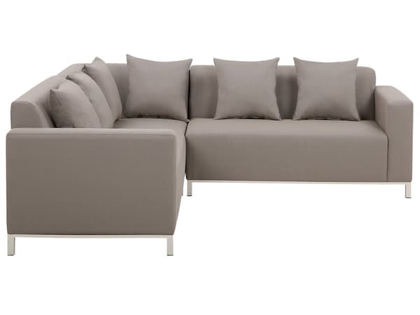 Utomhus Loungegrupp Soffa Höger Beige Aluminium Ram med Kuddar