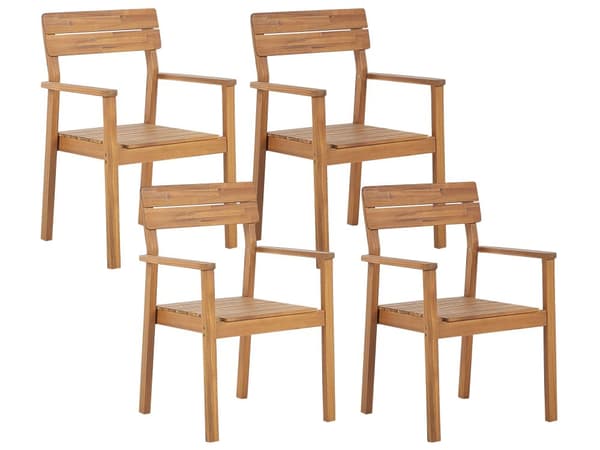 Hage Spisebord Spisegruppe Lys Akasietre 180 x 90 cm 4 Stoler med Armlener Rustikk Stil