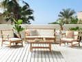 Miniatyrbillede 2 af 11: Loungesæt Hvid Bambustræ 4 Personers Loungesofa m. Havestole Sofabord Udendørs til Terrasse Havemøbelsæt Havehynder