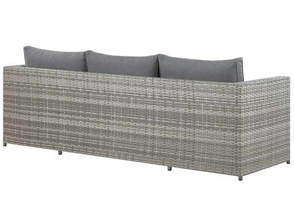 Loungesæt Grå PE Rattan 5 Personers Loungesofa med Justerbar Sæde Sovefunktion Vandtæt Hynder Udendørs til Haven Ottoman Fodskammel Højrevendt