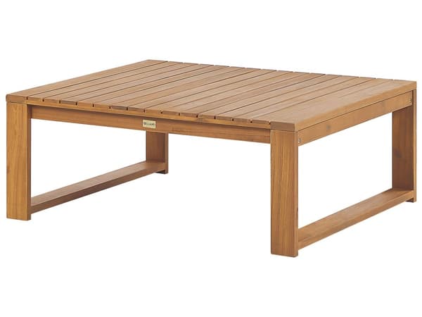 Loungesæt Lys Akacietræ Polyester 4 Personers Udendørs Hjørnesofa Modul Vandtætte Hynder Sofabord til Terrasse Have Indretning