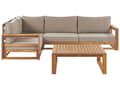 Miniatyrbillede 1 af 11: Loungesæt Lys Akacietræ Polyester 4 Personers Udendørs Hjørnesofa Modul Vandtætte Hynder Sofabord til Terrasse Have Indretning
