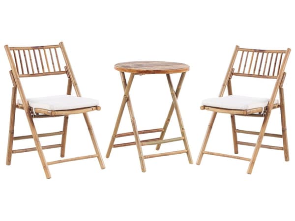 Hage Bistrosett Lyst Tre Hvit Puter Hagebord 2 Sammenleggbare Stoler UV-bestandig