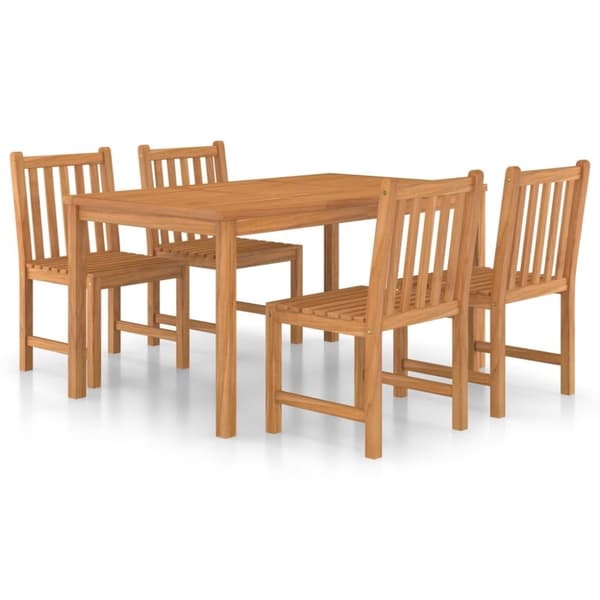 vidaXL Utendørs spisestue 5 deler heltre teak