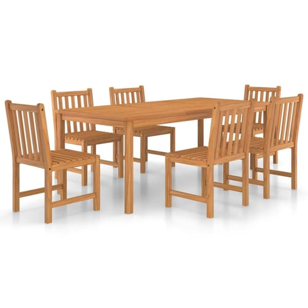 vidaXL Utendørs spisestue 7 deler heltre teak