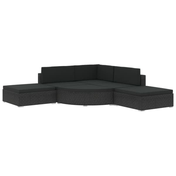 vidaXL loungesæt til haven 6 dele med hynder polyrattan sort