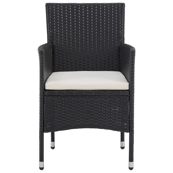 vidaXL Hagebistrosett 3 deler polyrotting og herdet glass svart